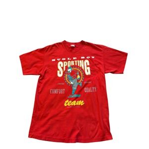 Vintage Bugle Boy Sporting Team Red Graphic T-Shirt XL Made in USA 90s